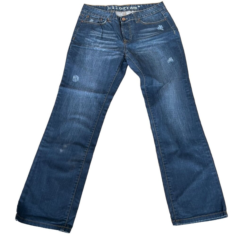 Kilogram Men’s Blue Distressed Wide Leg Denim Cotton Jeans Size 32